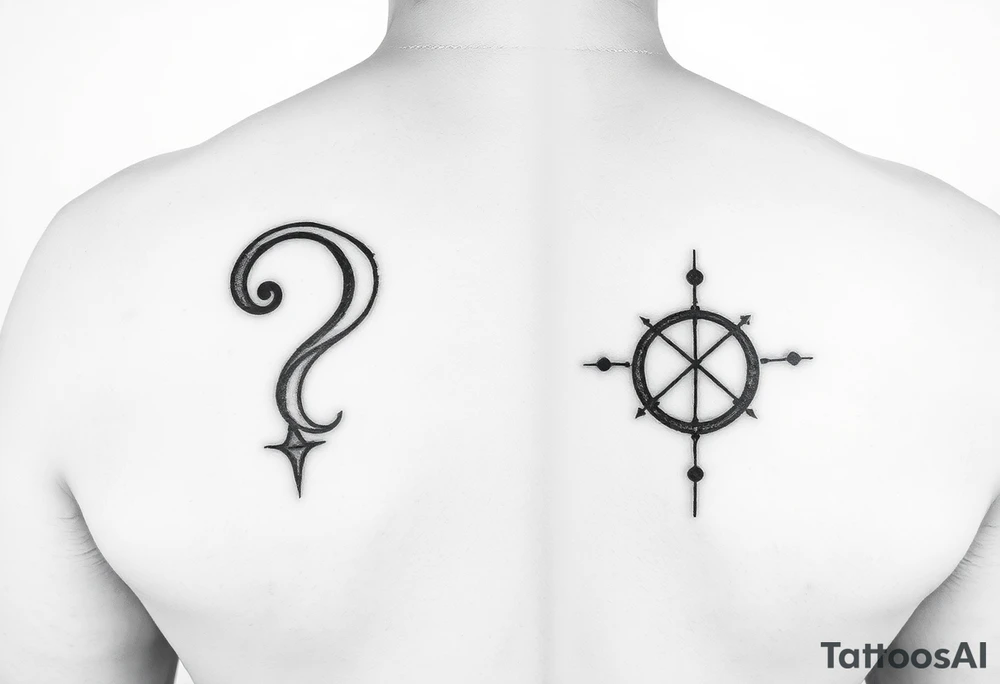 On one hand, the forearm should be a stylish question mark/? and on the other one should be the infinite symbol ♾️ (but not too big) tattoo idea