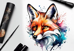Watercolor fox tattoo idea