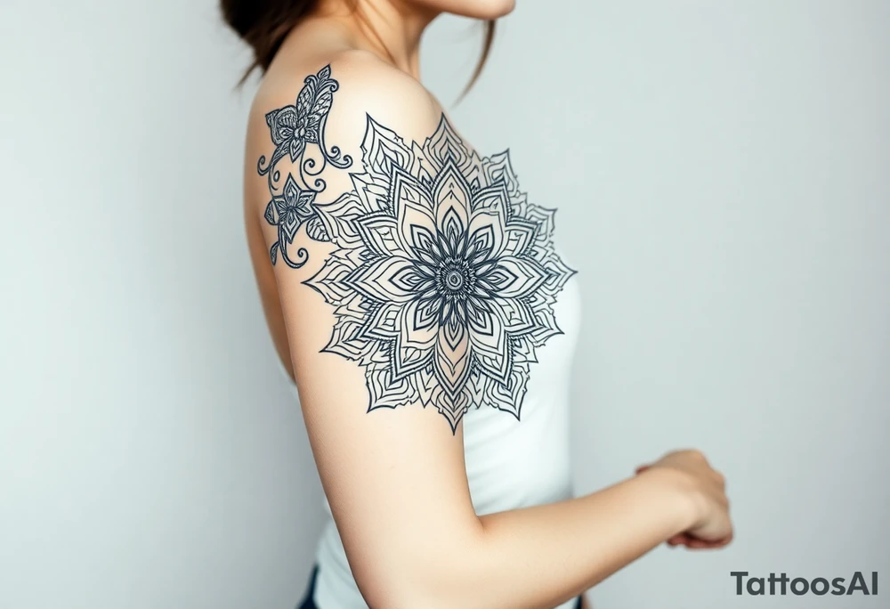 bold line shaman mandala tattoo idea