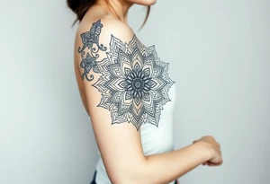 bold line shaman mandala tattoo idea