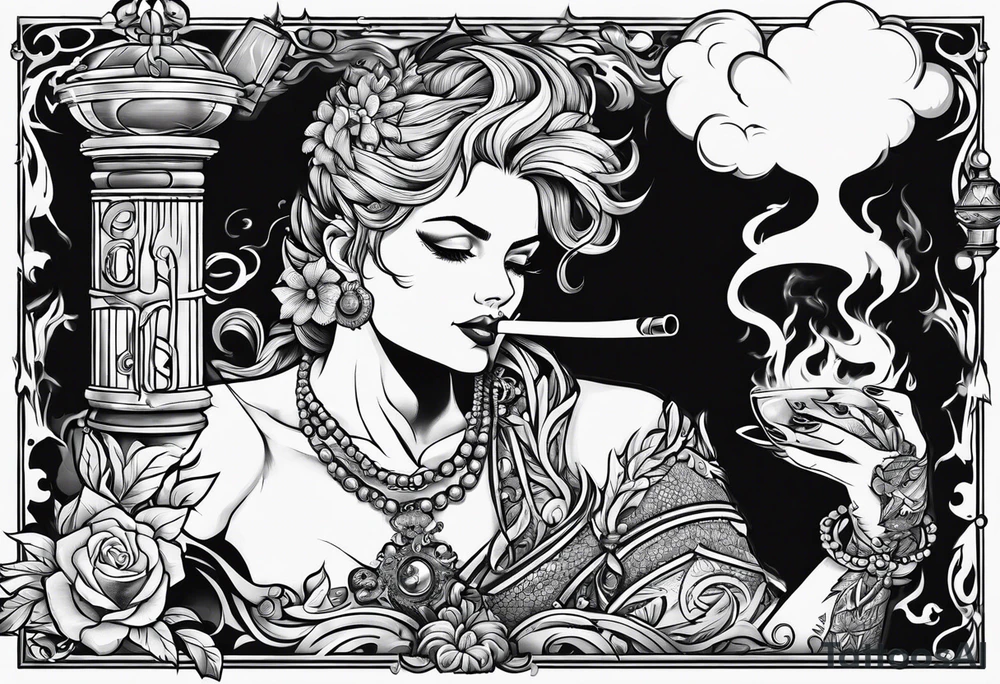 drew berrymore smoking cigarette tattoo idea