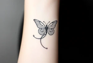 ethereal butterfly with flowing silk ribbons in moonlight tattoo idea
