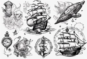 Create a tattoo blending the musical Hamiton and the movie Treasure Planet tattoo idea