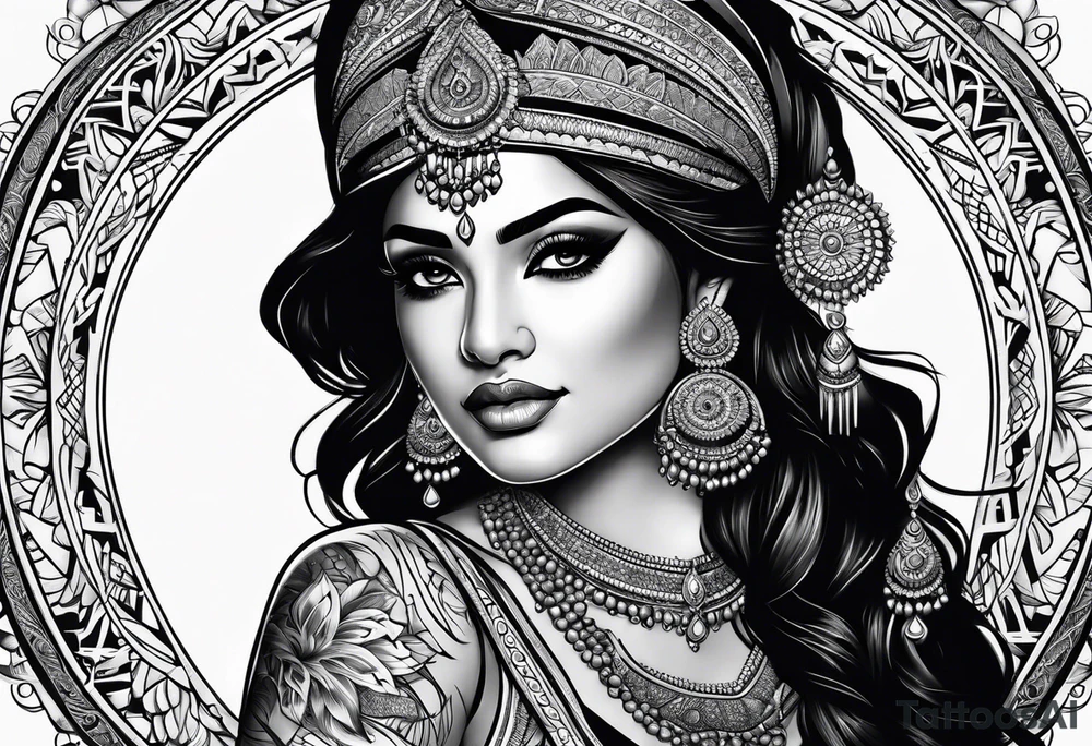 indian woman tattoo idea