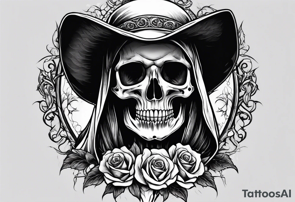 lady skeleton grim reaper satan tattoo idea
