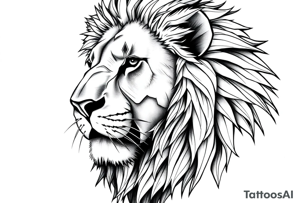 powerful majestic lion, close-up tattoo idea