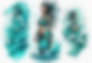 a turquoise Na'vi woman standing in the sea surrounded by crashing waves tattoo idea