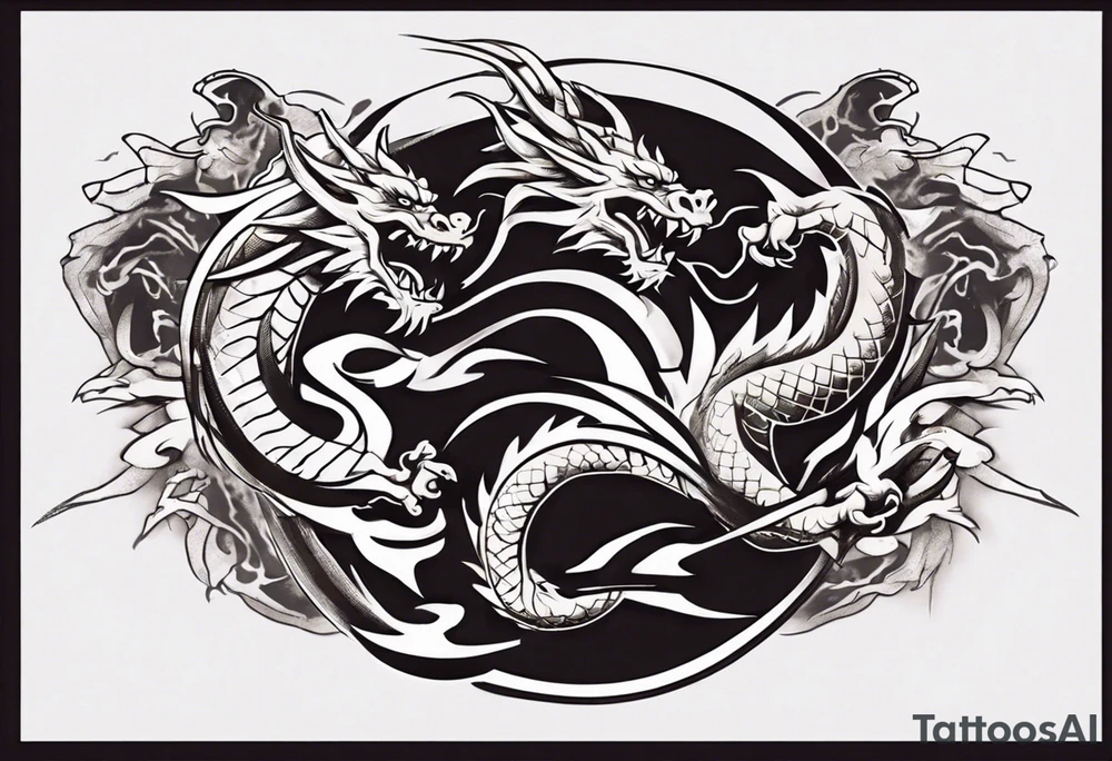 Powerful tattoo writing Jiu-Jitsu with Strong shadows and lines and dragon around for arm tattoo tattoo idea