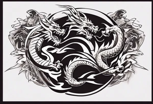 Powerful tattoo writing Jiu-Jitsu with Strong shadows and lines and dragon around for arm tattoo tattoo idea