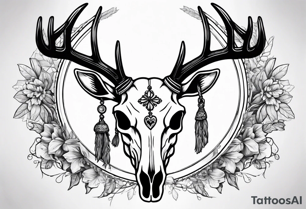 Deer skull with awareness ribbon tattoo idea