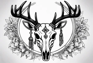 Deer skull with awareness ribbon tattoo idea