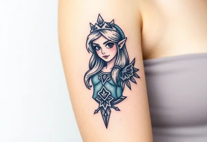 American traditional princess Zelda from twilight princess tattoo idea