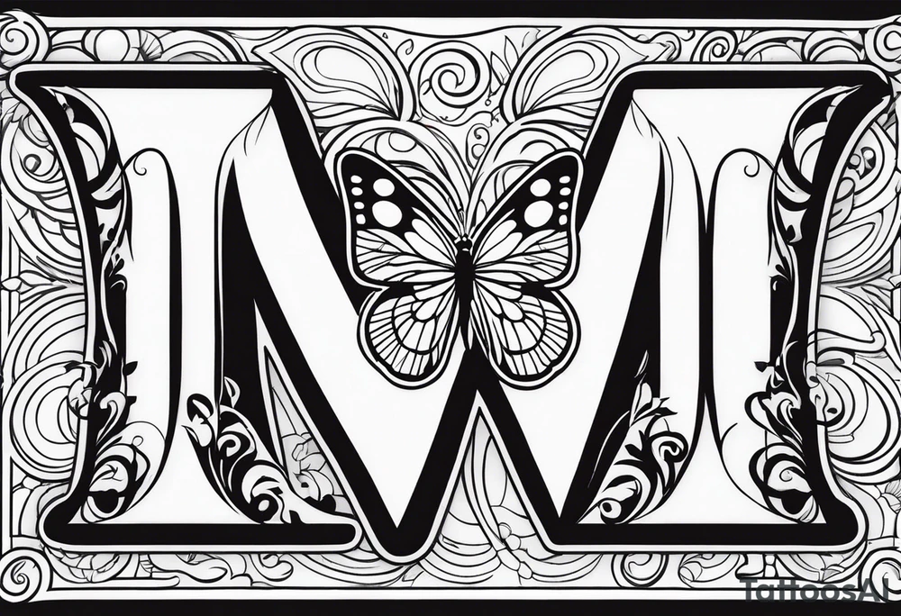 Create a Fine Line tattoo made out of three letter M’s and very pretty maybe a butterfly tattoo idea