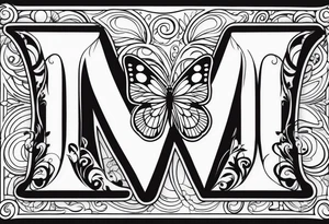 Create a Fine Line tattoo made out of three letter M’s and very pretty maybe a butterfly tattoo idea