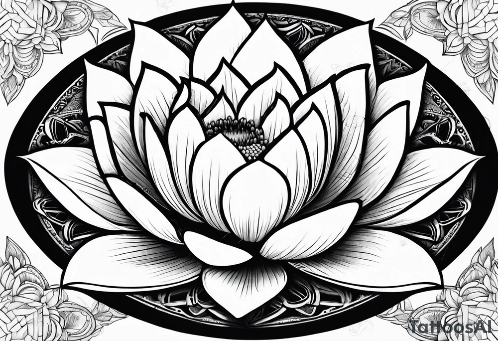 Lotus flower mandala with fine lines tattoo idea