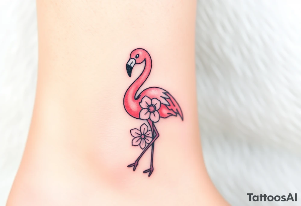 Flamingo made of flower tattoo idea