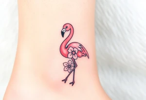 Flamingo made of flower tattoo idea