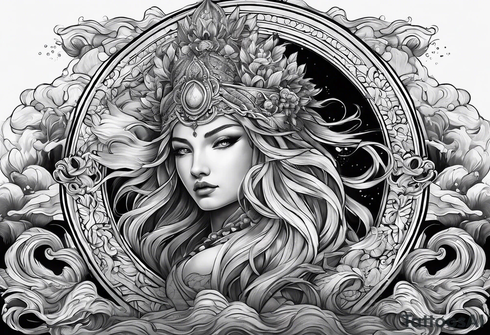 Neptun steht im Wasser tattoo idea