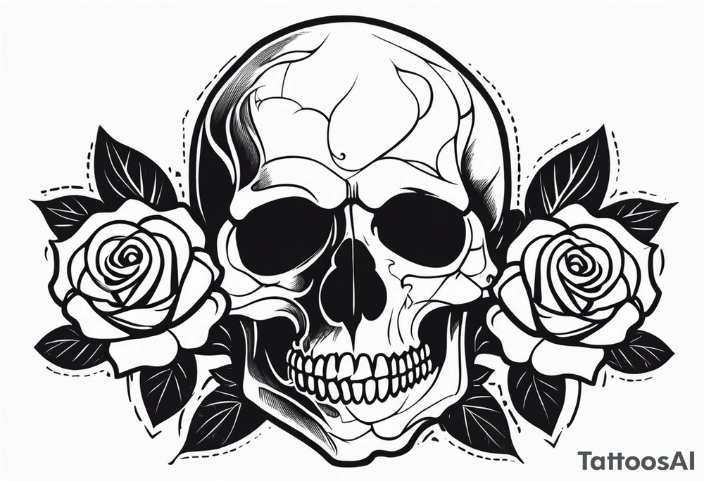skull and roses tattoo idea