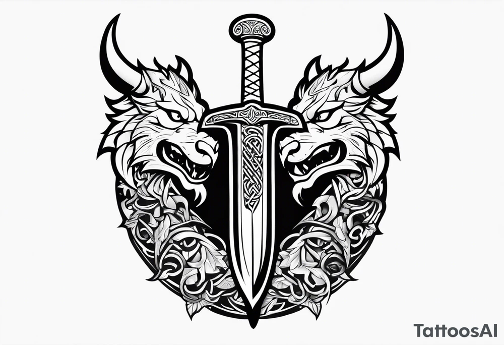 Viking sword Valhalla dragon tattoo idea
