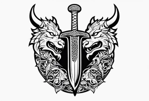 Viking sword Valhalla dragon tattoo idea