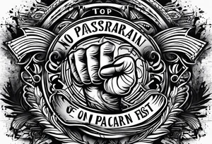 no pasaran slogan with a torn clenched fist tattoo idea
