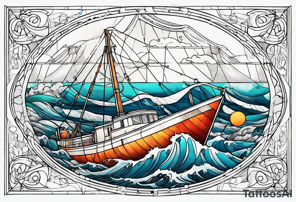 ocean, géométric tattoo idea