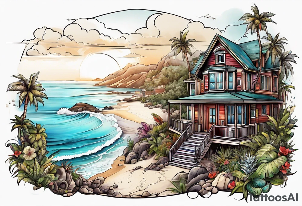 Beach house tattoo idea