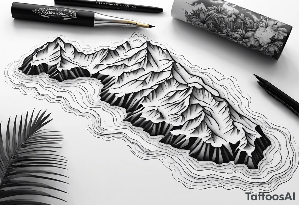 Hawaiian islands 3D map tattoo idea
