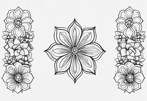 Small tattoo with Four small flowers with initials J, F, K, & L in them tattoo idea