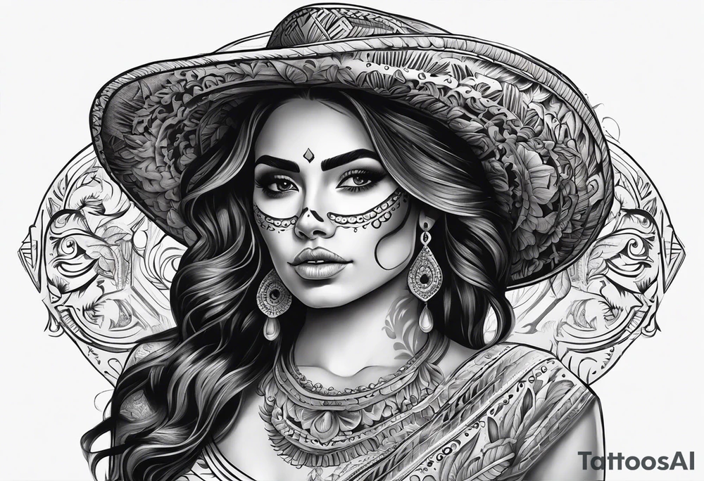 mexican style woman skull tattoo for shoulder tattoo idea