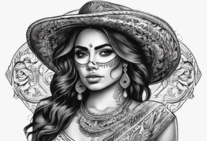 mexican style woman skull tattoo for shoulder tattoo idea