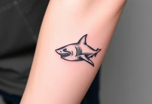 powerful  small great white shark moving forward tattoo tattoo idea