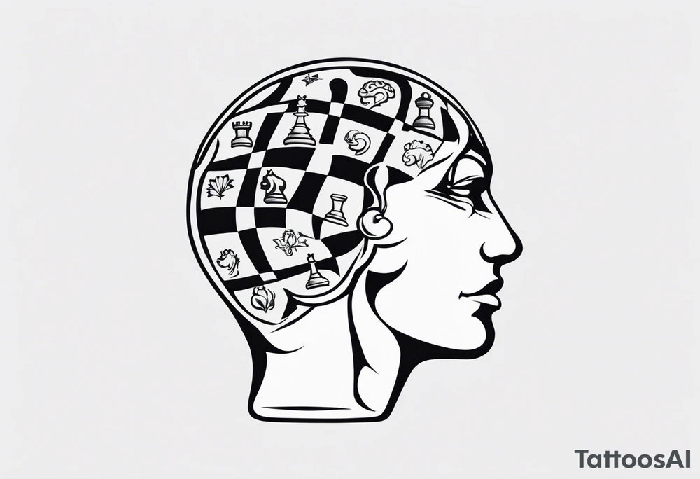 chess brain spiritual design with soft edges tattoo idea chess brain spiritual design with soft edges tattoo idea
