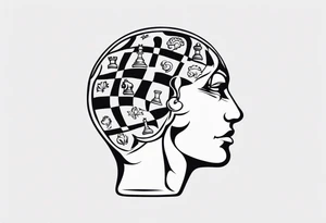 chess brain spiritual design with soft edges tattoo idea