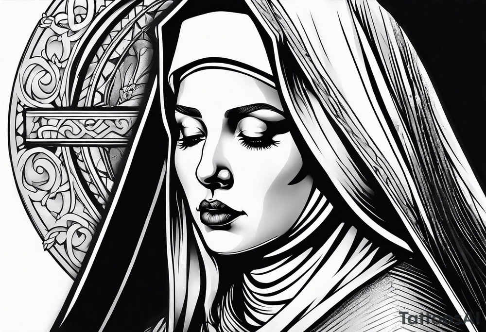 Crying nun tattoo idea