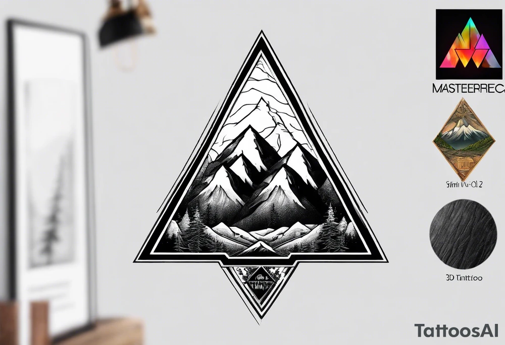 triangle shape trees mountain tattoo idea