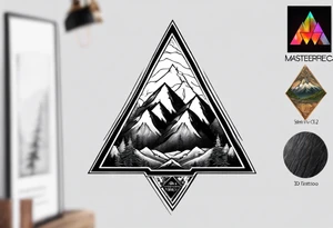 triangle shape trees mountain tattoo idea