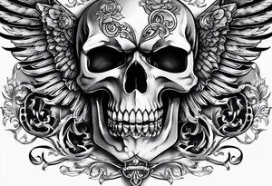 Two 1911 facing away from each other that create a terrifying skull tattoo idea