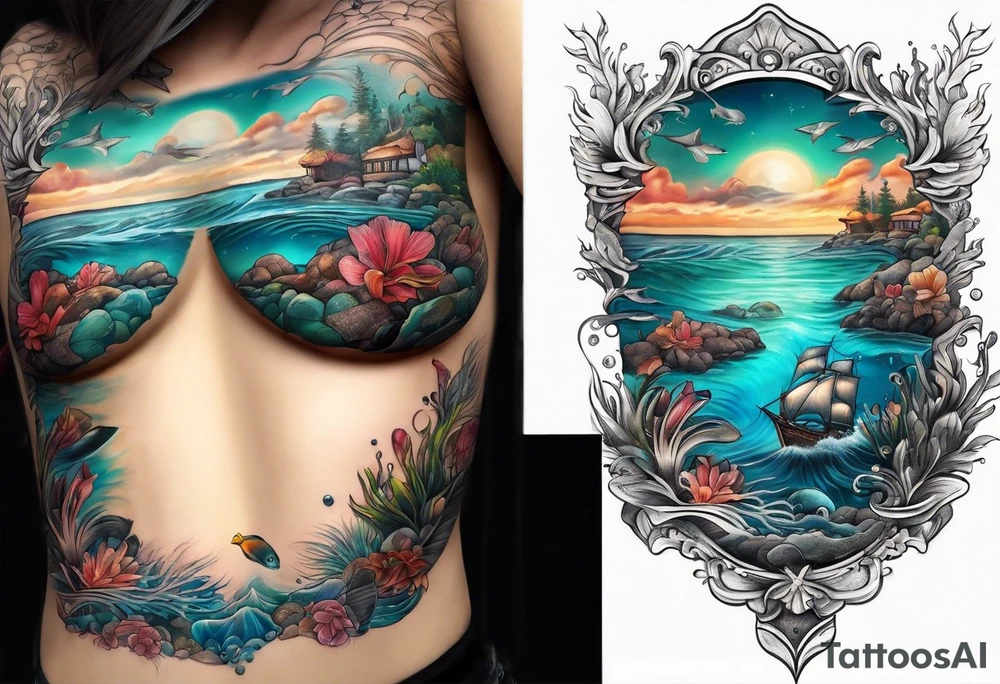 Underwater landscape tattoo idea