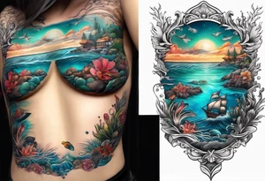 Underwater landscape tattoo idea