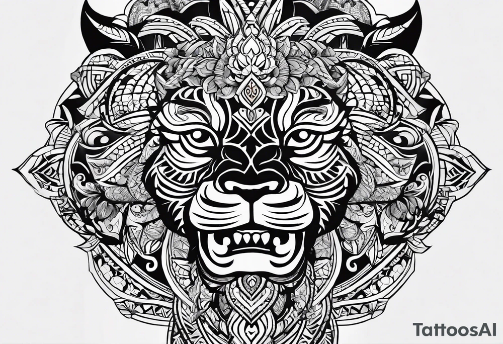 козерог демон накаченный воинственный tattoo idea