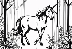 Unicorn in forest – Walking through an enchanted woodland. tattoo idea