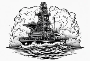 Texas,  oil rig,  flames tattoo idea