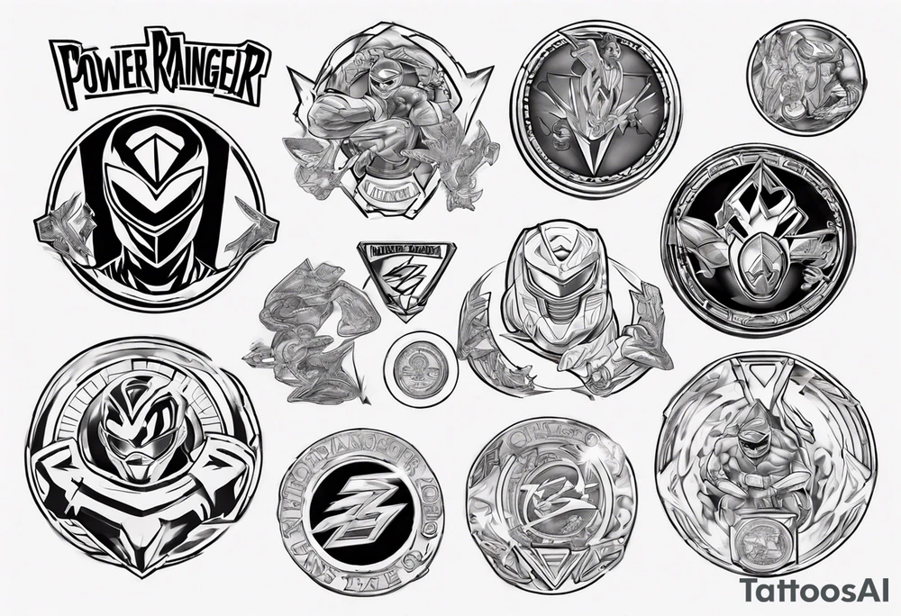 mighty morphin power rangers red ranger power coin and the word Christopher tattoo idea