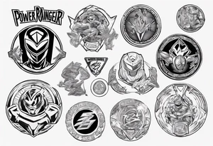 mighty morphin power rangers red ranger power coin and the word Christopher tattoo idea