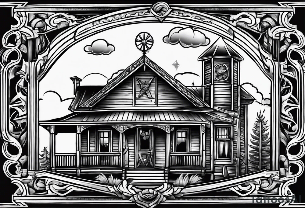 Country western cowboy saloon tattoo idea