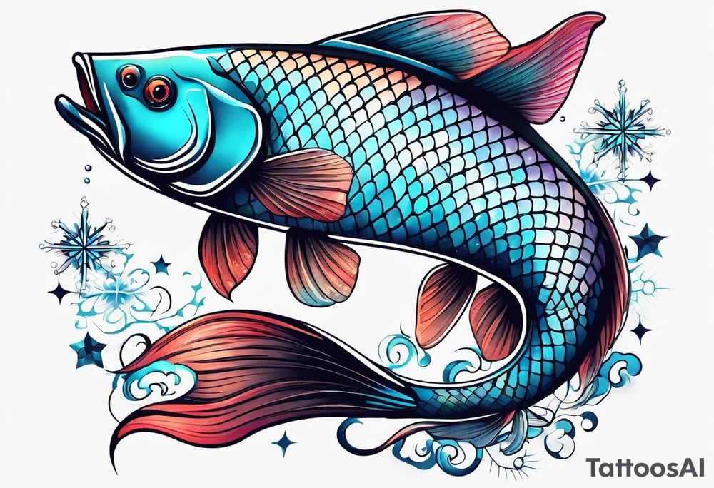 Constellation, animal fish carp kaoi, snowflake tattoo idea