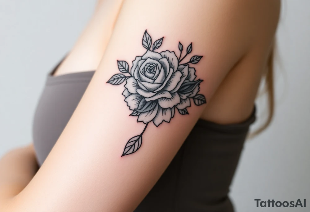 Rose and Chrysanthemum bouquet tattoo tattoo idea