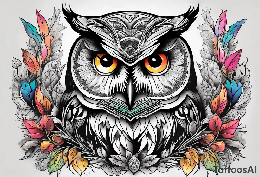 owl forest tattoo idea